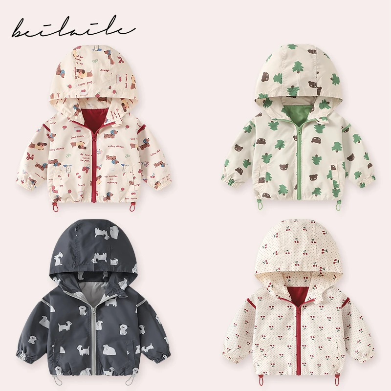 【三防印花冲锋外套 小乐妈咪】男童卫衣小童上衣外套软壳上衣H8