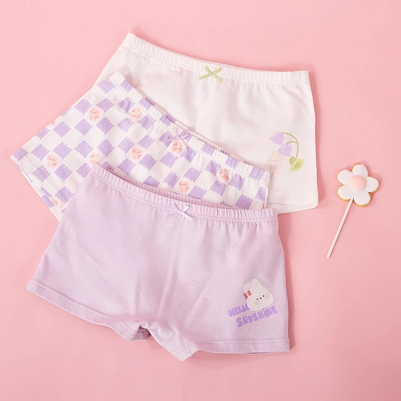 【三条装】笛莎女童柔软透气弹力女宝宝卡通平角短裤-23252L101