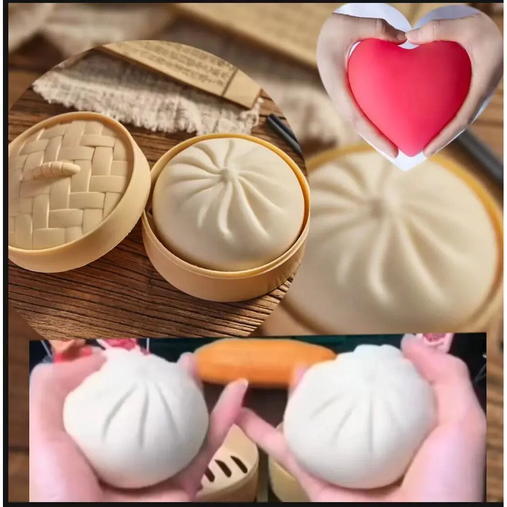 01创意大爱心减压假包子解压神器大包子捏捏乐爱心减压捏捏乐玩具