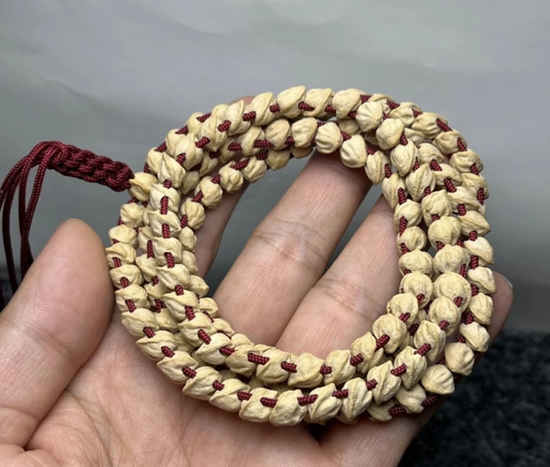 西藏热振柏香《原桩双排孔蛇骨》长串120颗