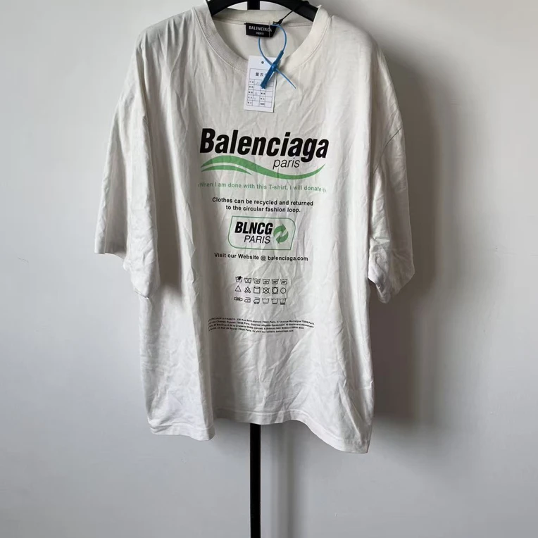 未使用 Balenciaga/巴黎世家 印花休闲经典圆领套头短袖 01614