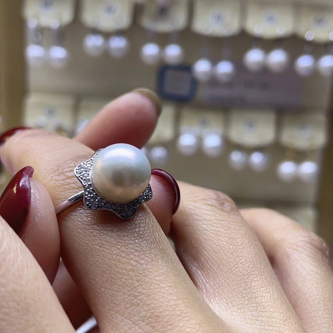 戒指淡水珍珠银S925镶嵌