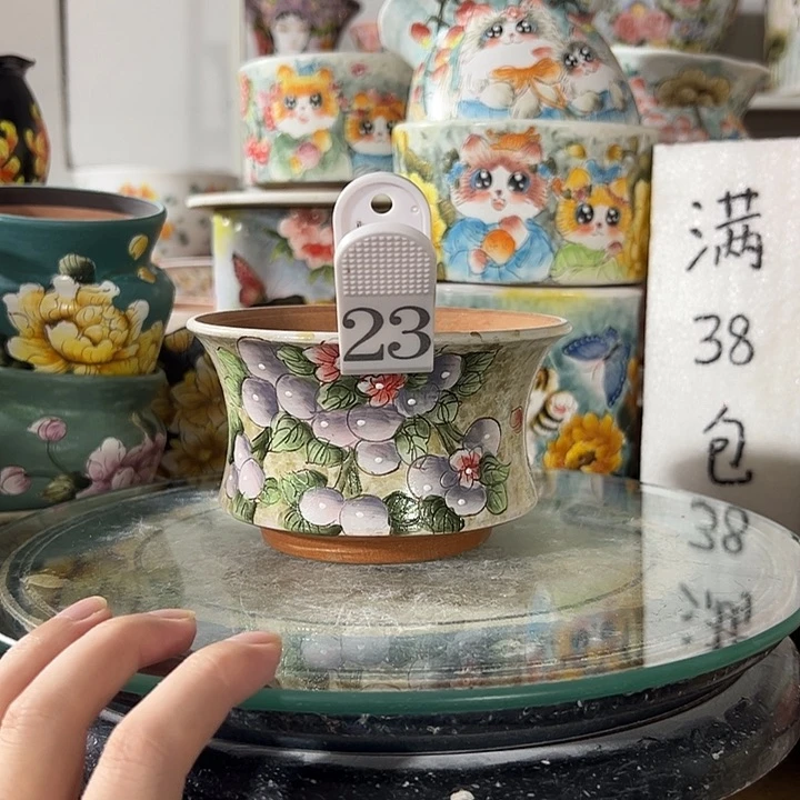 景德镇手绘花盆幸运花盆