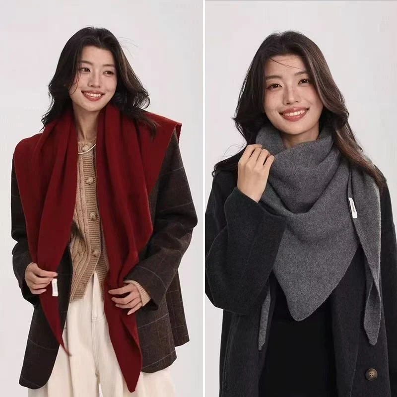 DK澳洲羊毛wool100%披肩软糯亲肤保暖三角巾针织围巾女文艺通勤腰