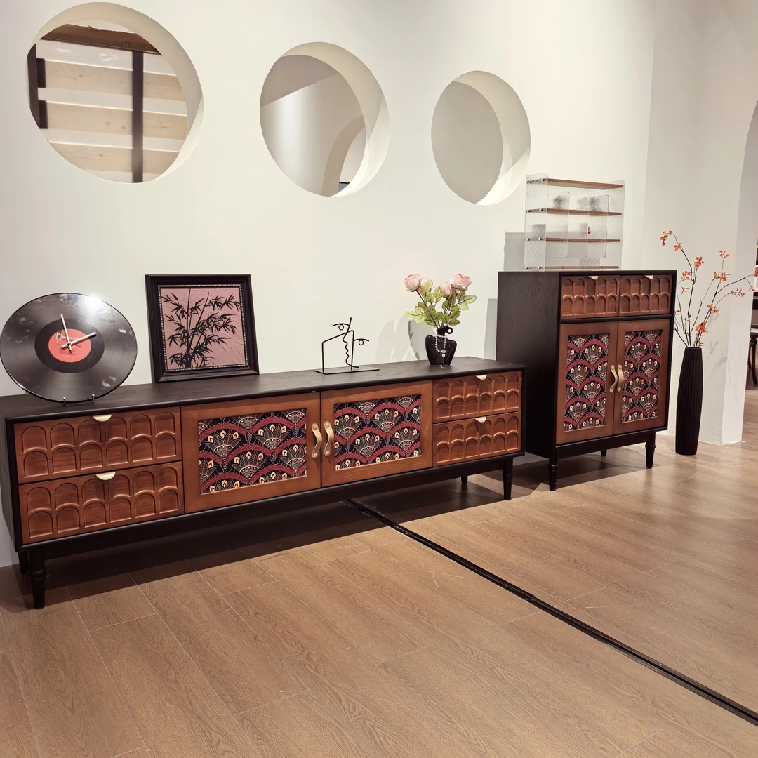 【花魁电视柜】美式复古客厅简约做旧木质抽屉式中古艺术卧室实木