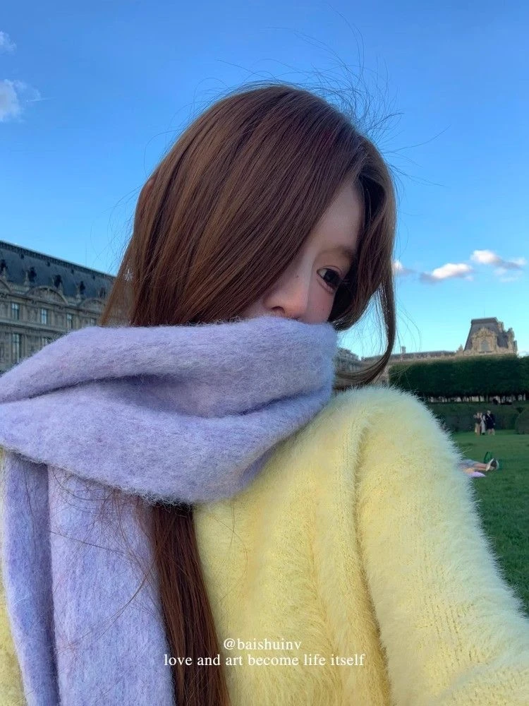 复古奶黄色水貂毛毛衣女秋冬款慵懒风松弛感软糯圆领百搭针织衫