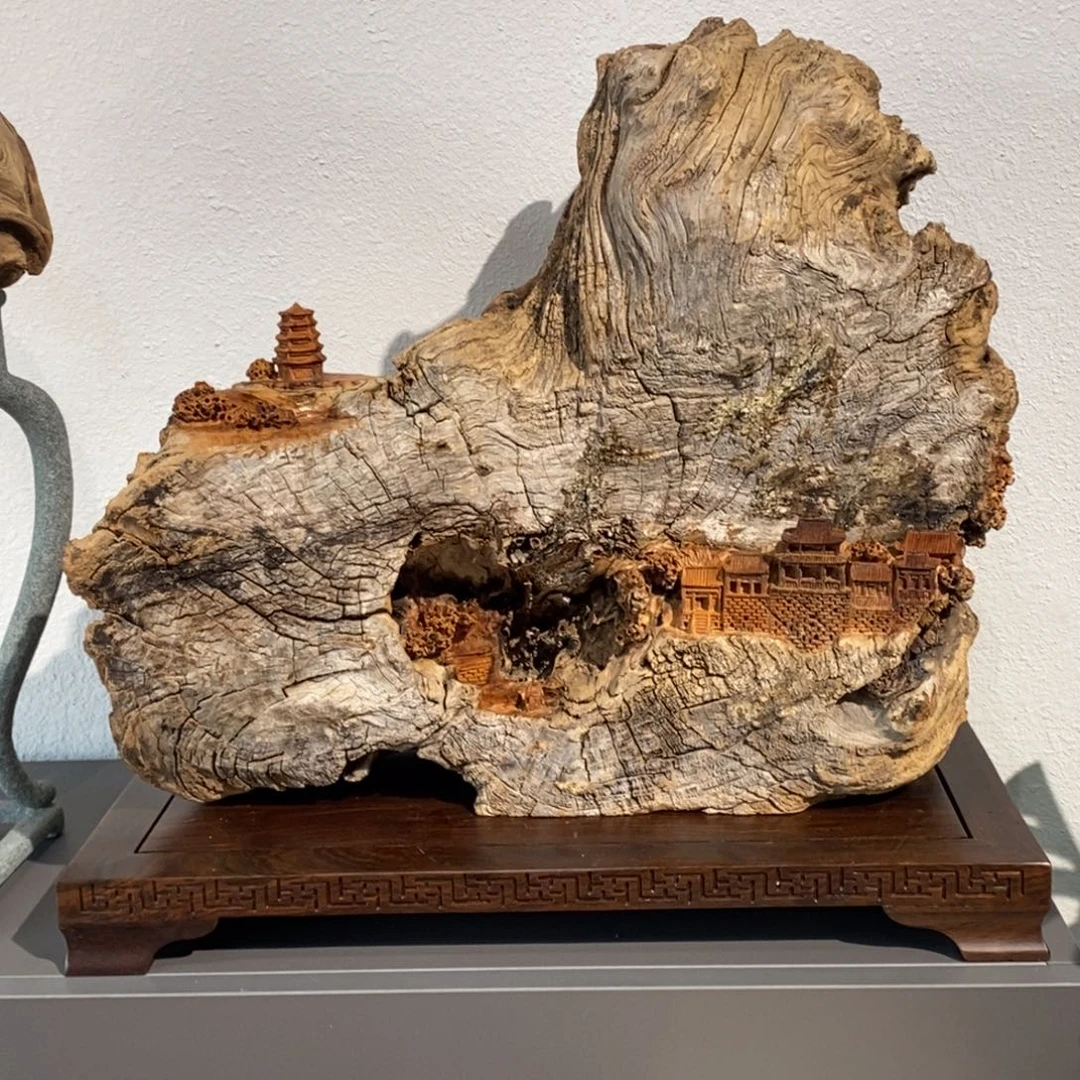 啥***！柏木（崖柏）山水意境摆件