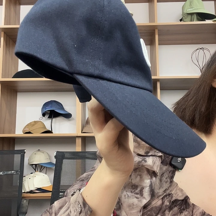 头层牛皮革藏蓝色alm棒球帽