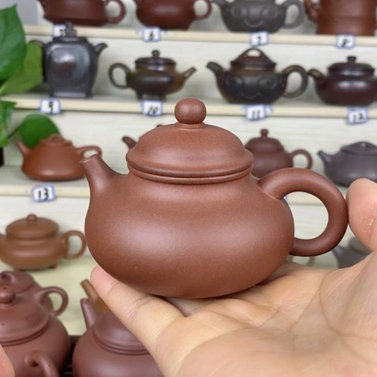 紫砂茶壶风釉羊角山紫泥160cc半手工