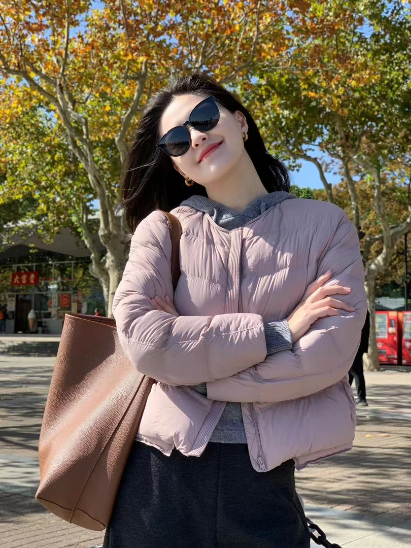 2025秋冬新款韩系气质圆领短款百搭棉服外套高腰阔腿休闲裤两件套