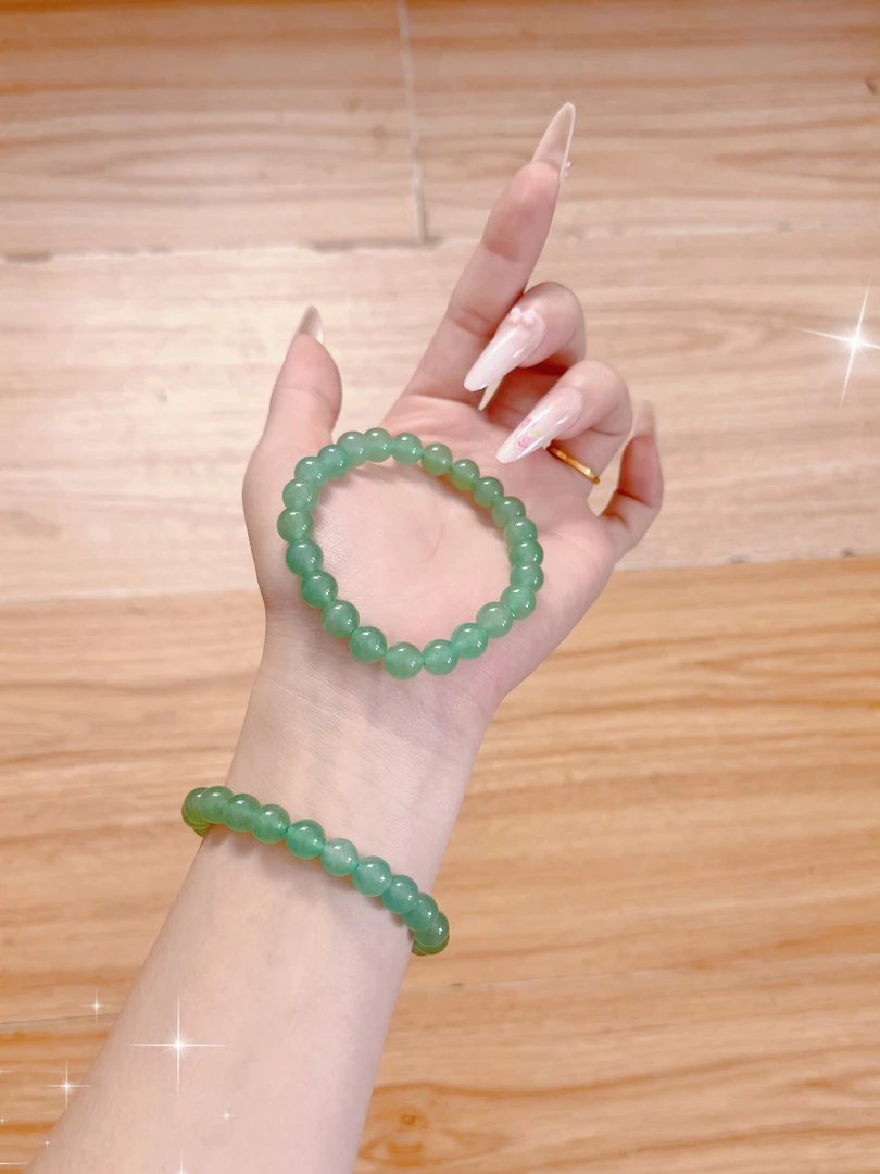 天然玉石 东陵圆珠简约素圈 经典百搭款（深晴水）多样性发货