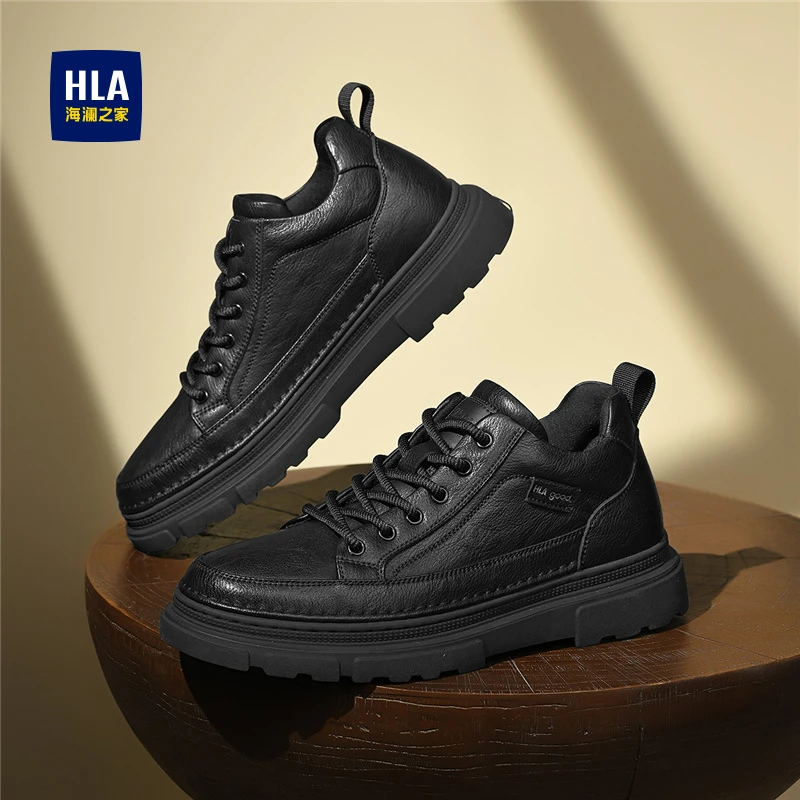 海澜之家鞋子男款2025秋季新款中高帮板鞋工装鞋百搭男士休闲皮鞋