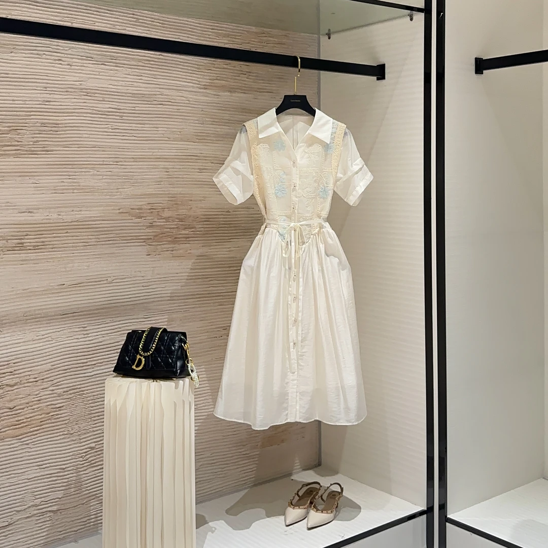 【宠粉价】新中式设计师款轻奢气质渐变显瘦收腰短袖连衣裙CO-64