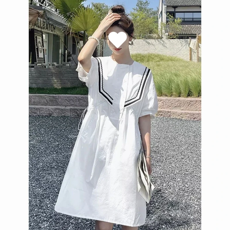 法式连衣裙女夏季小个子2025新款气质洋气别致独特高级感白色裙子