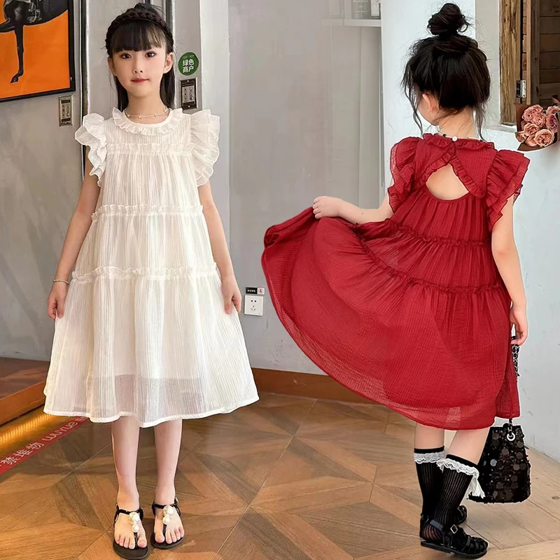 童装女童飞飞袖连衣裙2025夏季新款高级感无袖裙子儿童公主裙