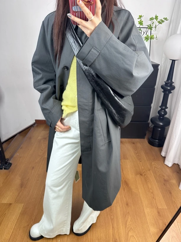 极简风中长款风衣外套