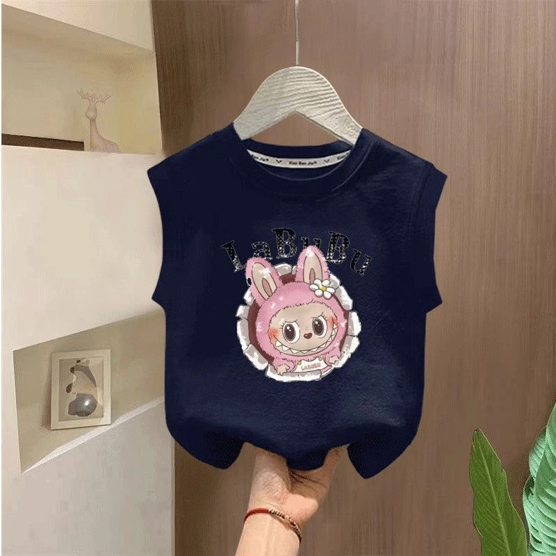 新款夏季卡通拉布布背心无袖儿童宝宝外穿小众百搭宽松纯色纯棉衣