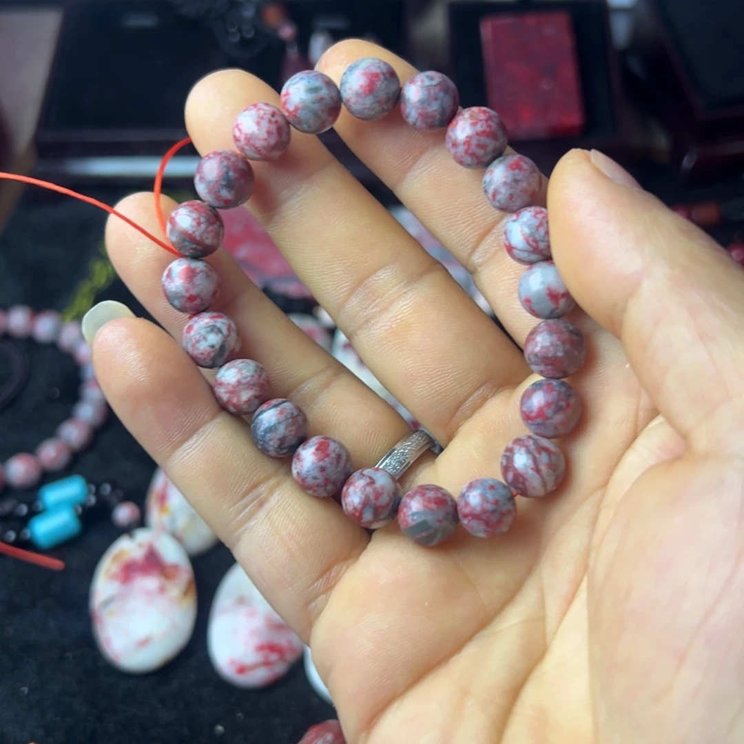 天然辰砂原石手串