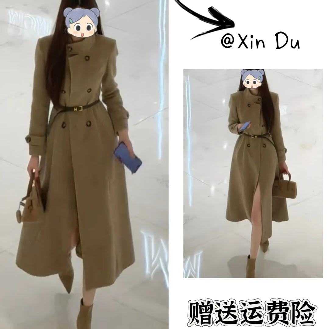 2025秋冬季新款时尚显瘦气质女士网红洋气风衣百搭款D24369
