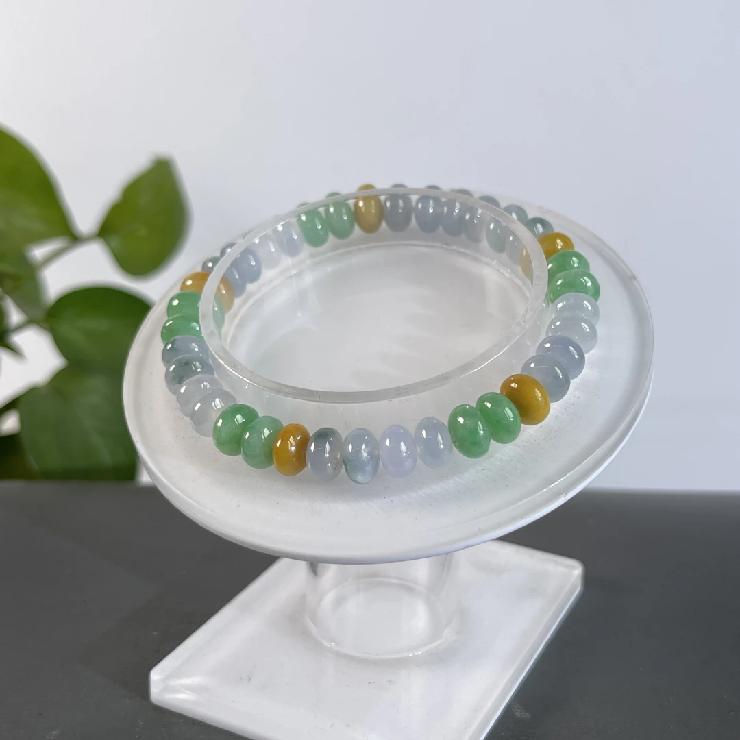 JXW28-127 天然缅甸A货翡翠  翡翠手串