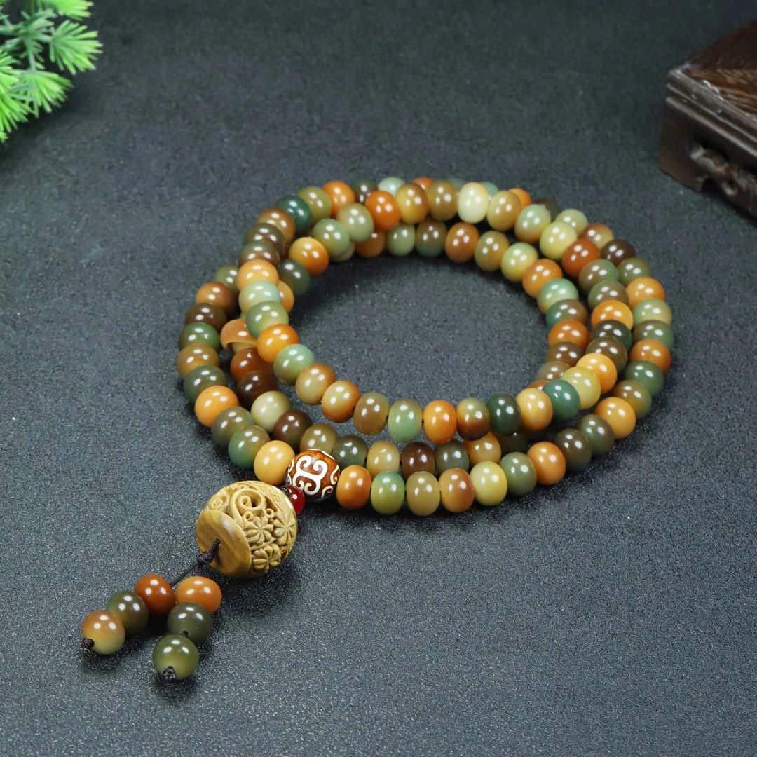 敦煌问天 菩提手串 108颗 莲花香囊手持念珠绕指柔吊坠盘玩多圈