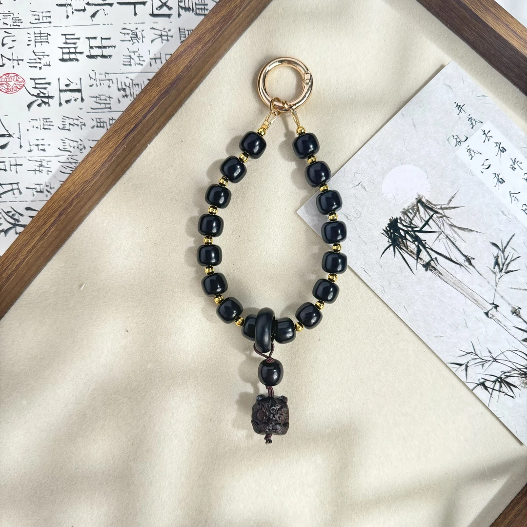 【黑普提】手机链黑色自然手工防丢个性创意时尚