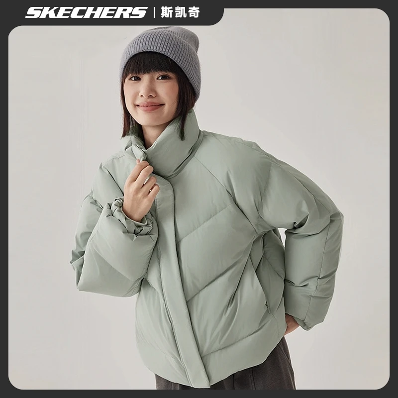 斯凯奇运动女款宽松防泼水远外升温保暖防泼水防静电L425W019 DB