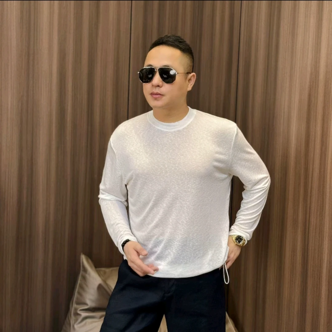 68238冰感防晒T恤云朵肌理百搭男士长袖t恤纯色夏季轻薄时尚T恤