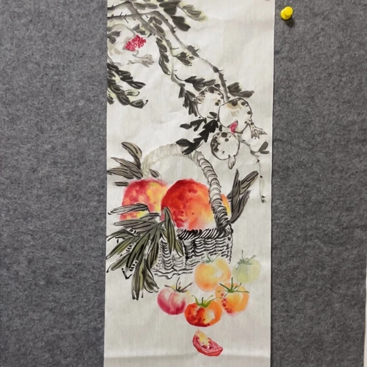 带灯款大鱼书画艺术作品