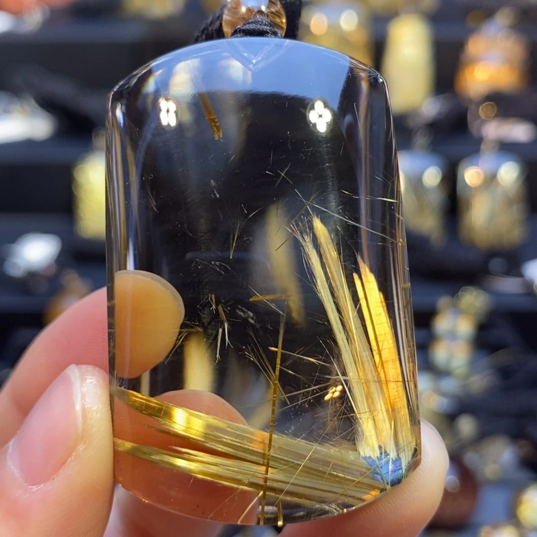 水晶颈饰未镶嵌天然水晶钛晶无事牌