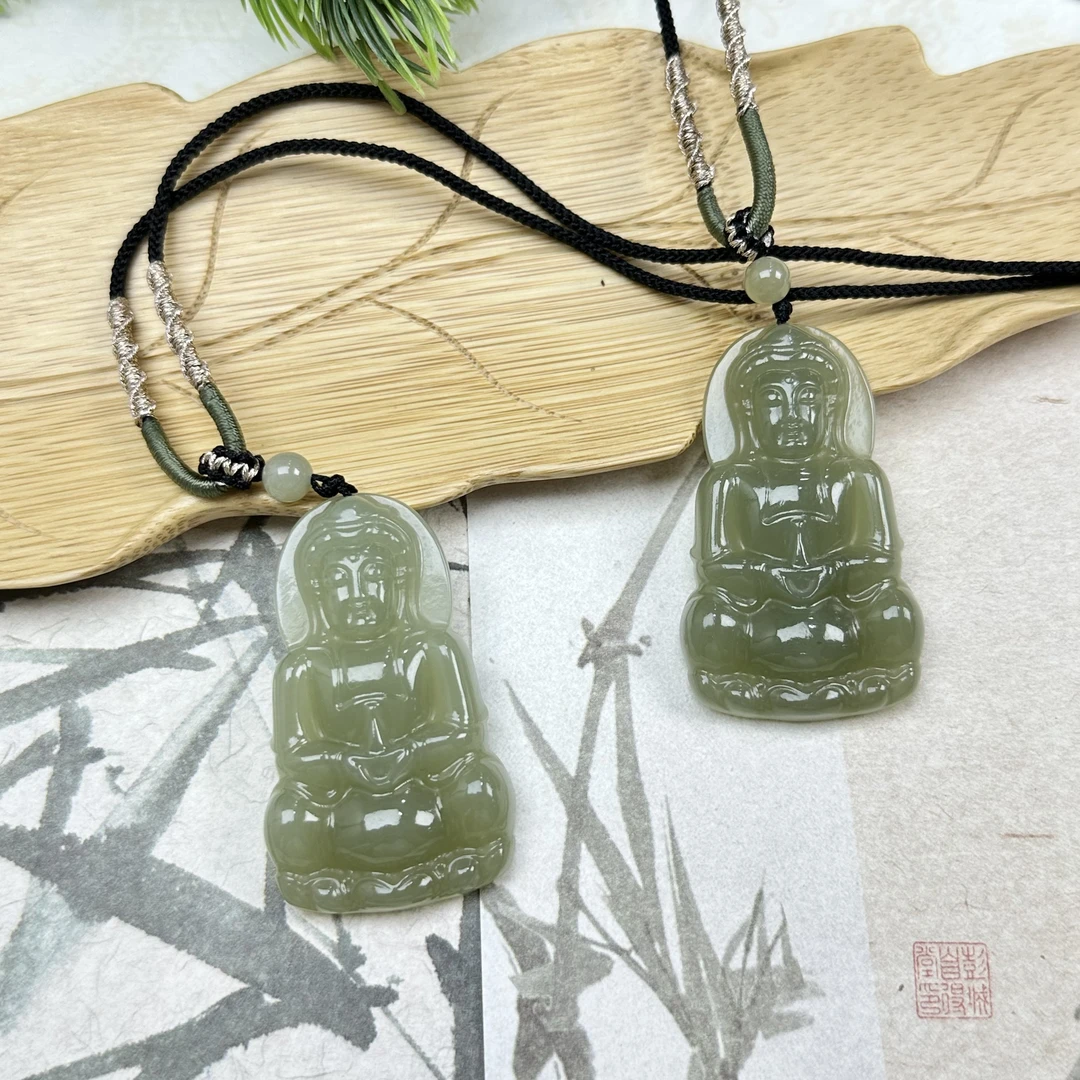 LJ121和田玉冰底晴水观音吊坠29*49*7mm+多样性发其一