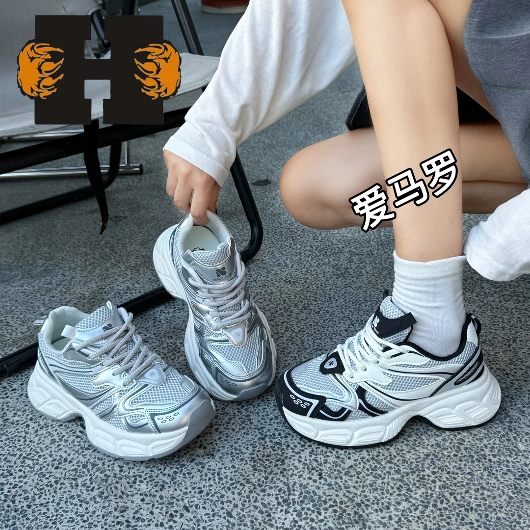 欧洲站2025新款休闲鞋女时尚百搭透气厚底增厚潮流鞋8830