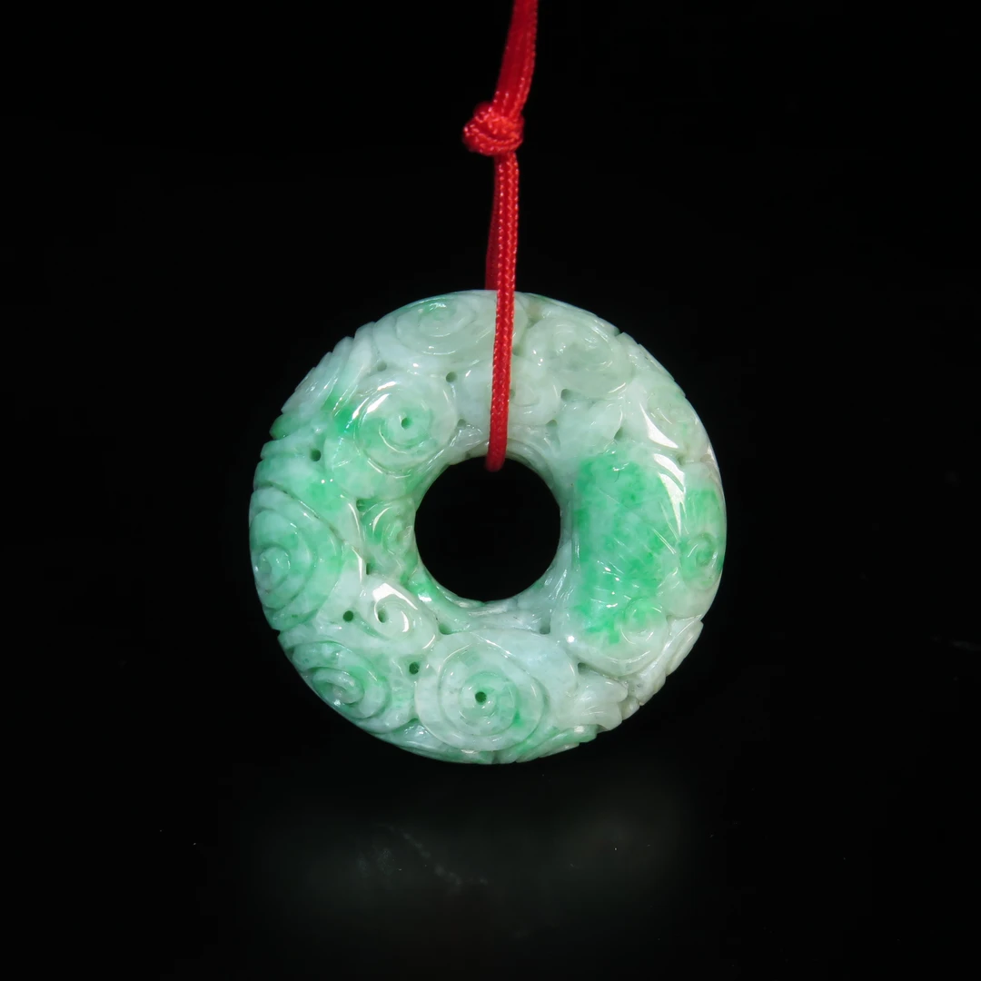 民国翡翠刻花玉环/MZ017650/翡翠/民族文物