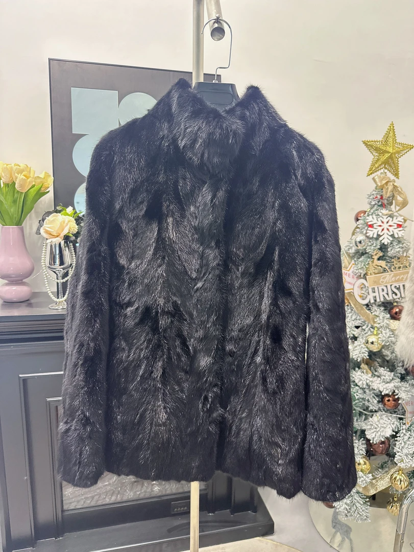 2025年新款貂皮皮草外套女中长款大立领