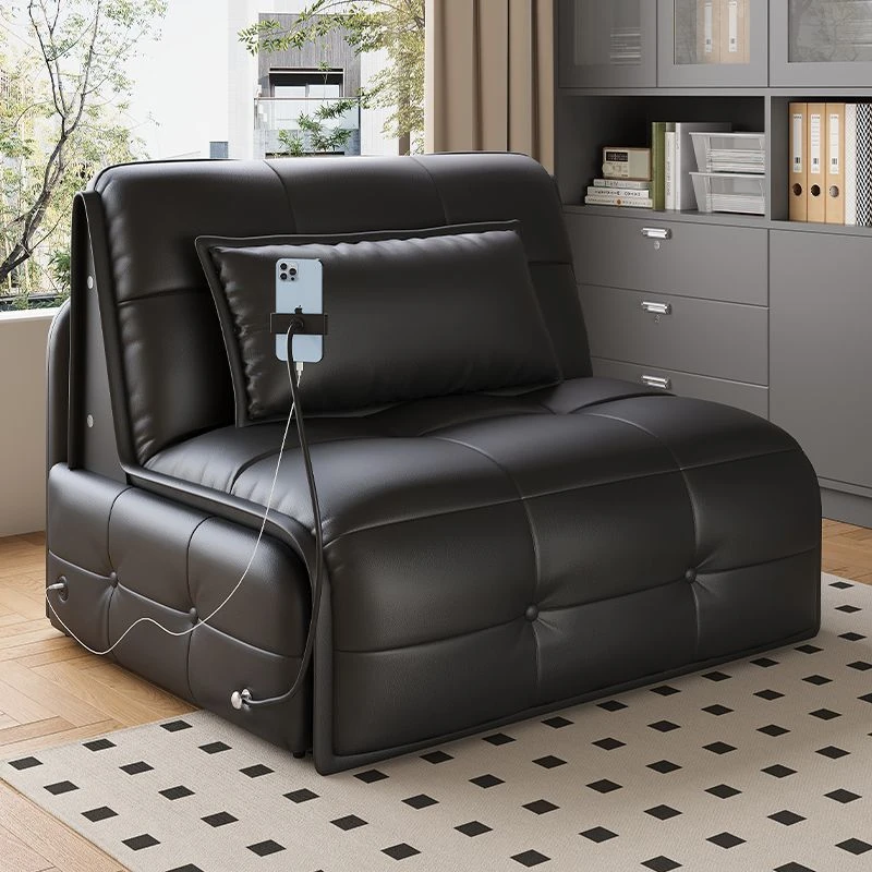 真皮电动沙发床两用小户型客厅书房多功能智能遥控折叠伸缩沙发床