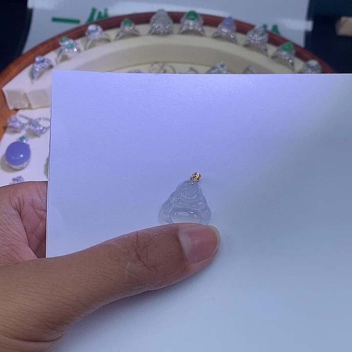 翡翠18K金镶嵌手链翡翠吊坠9