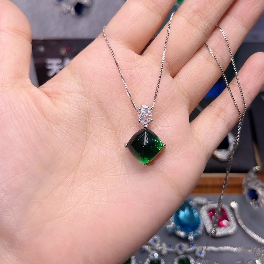 银S925镶嵌颈饰祖母绿w 199