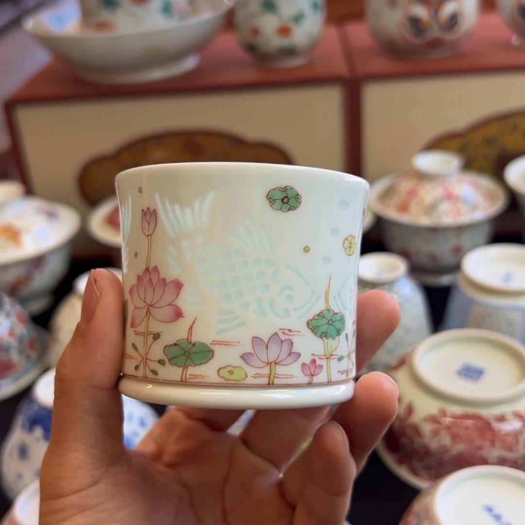 玲珑手绘双鱼戏水