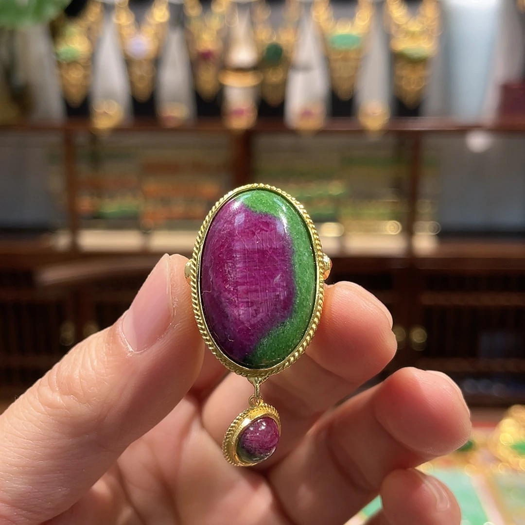 锦纶铁合金戒指红宝