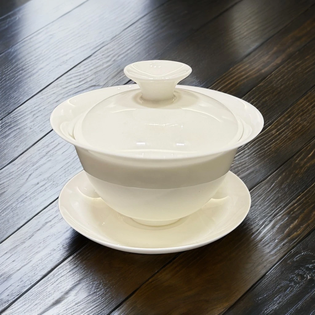 潮州超薄胎【满水90ml盖下75ml】高骨瓷盖碗双人喝茶三才茶碗超轻薄