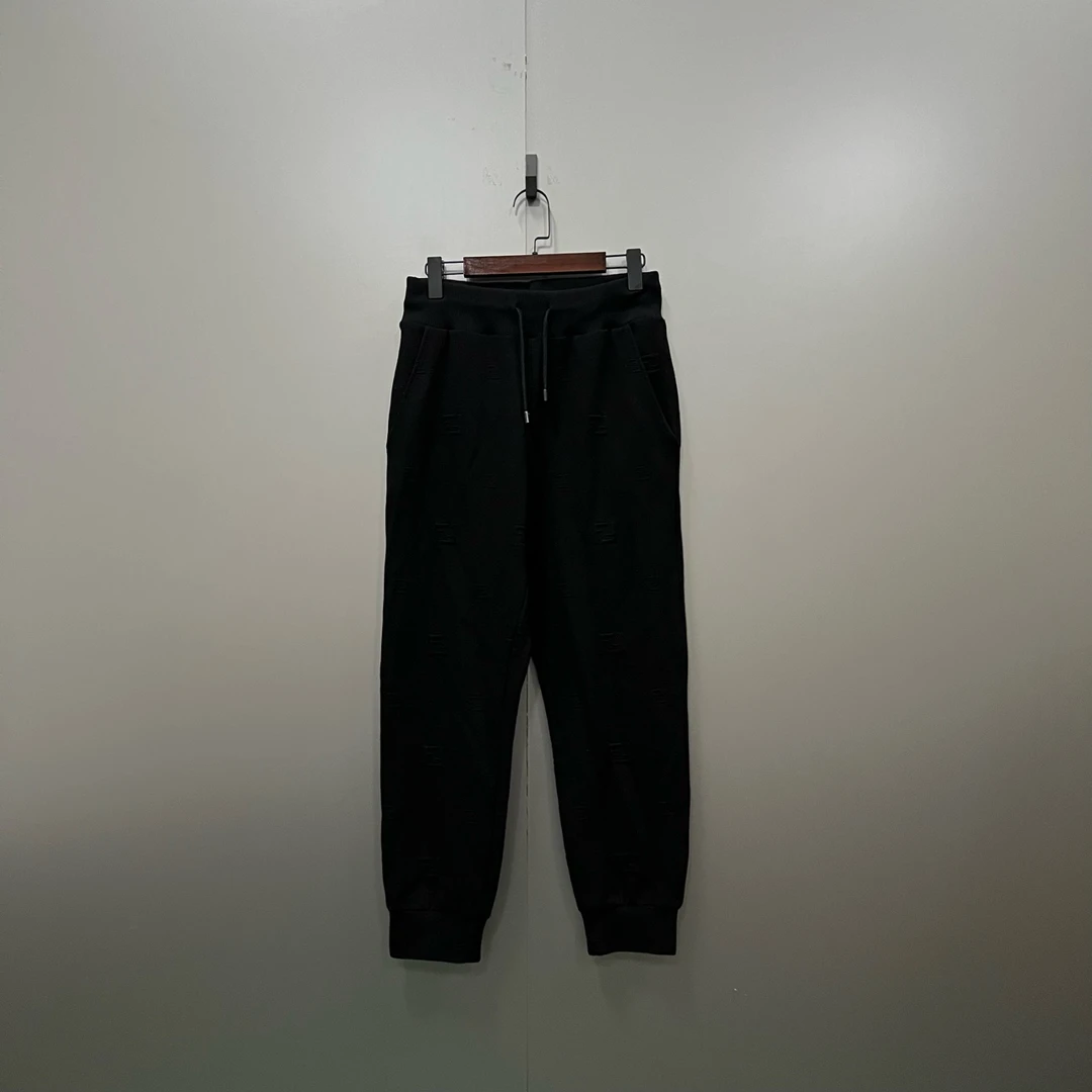 95新 FENDI/芬迪 y1 暗纹双F刺绣抽绳卫裤 46码 002743