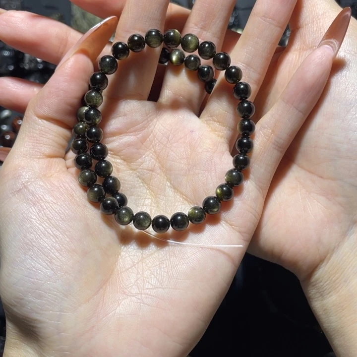 向***晴黑曜岩未镶嵌手串