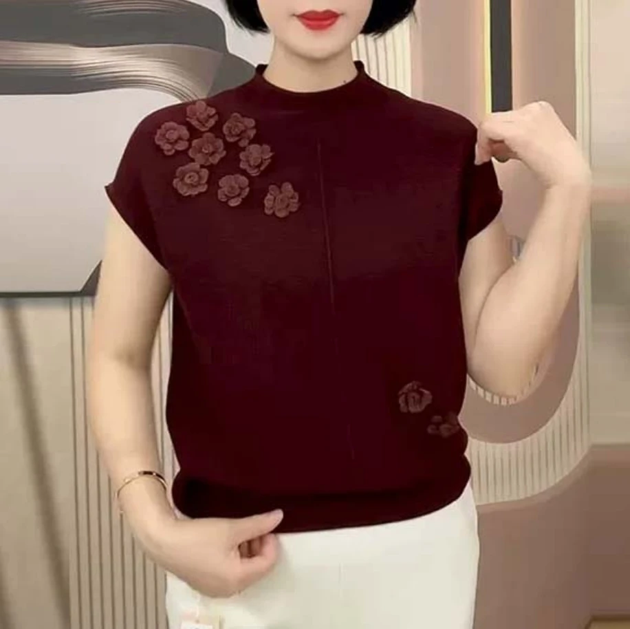 时尚优雅风立体花常规毛针织衫新款洋气休闲显瘦气质宽松百搭女装