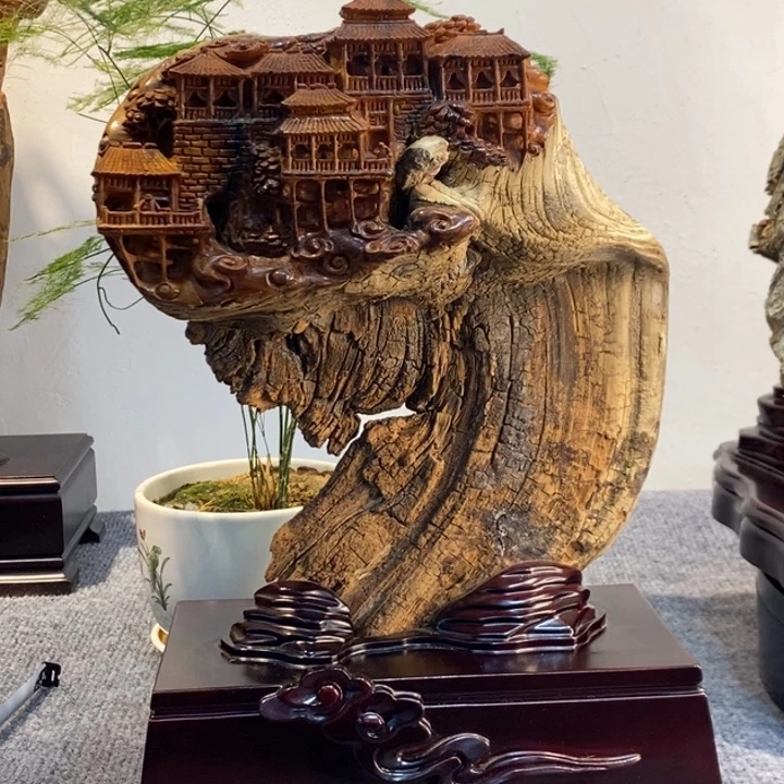 柏木老*車工艺品摆件