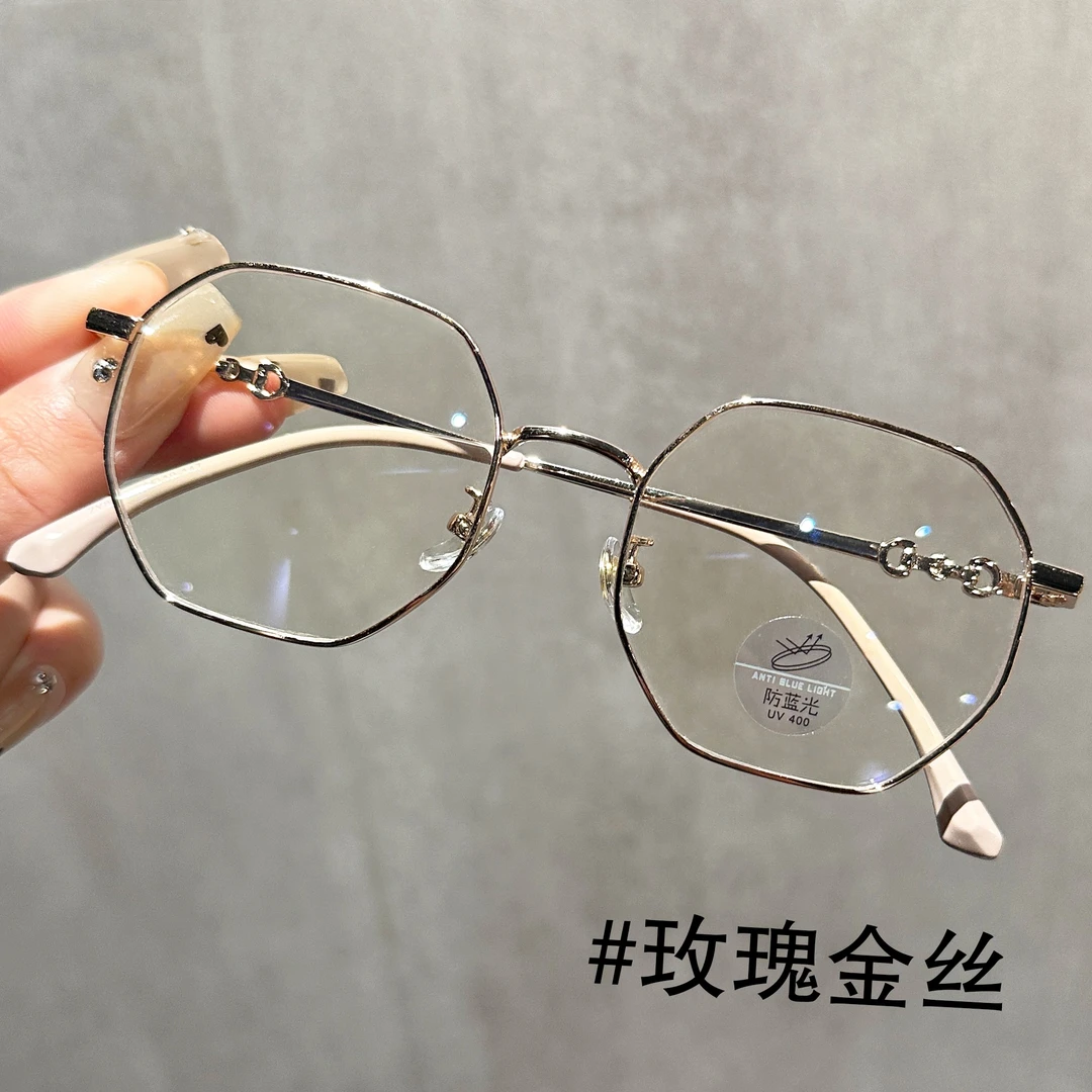 高颜值复古金丝多边形近视眼镜女款可配度数方圆脸素颜神器显脸小