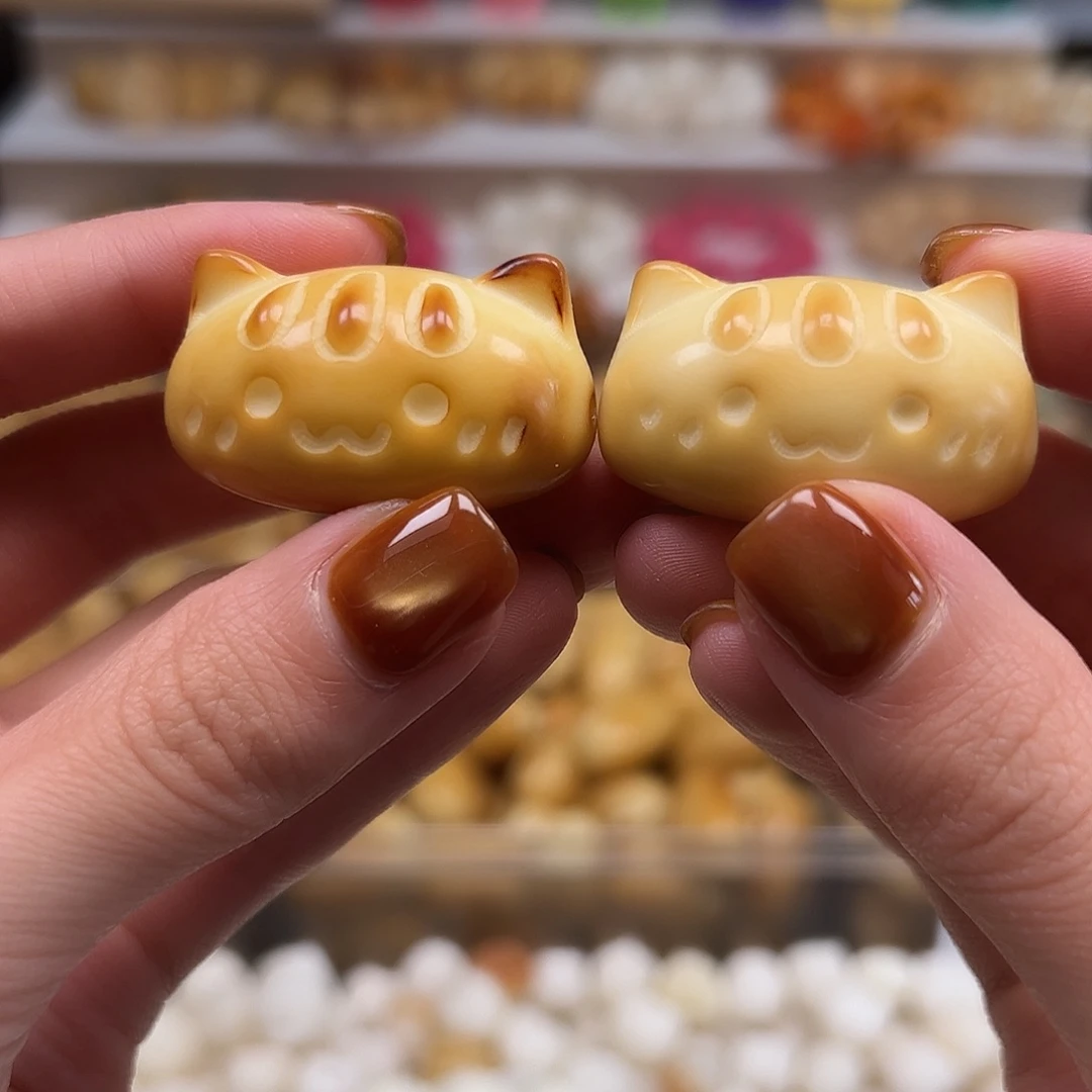 手串菩提根/象牙果瑕疵炭烤法棍猫10颗