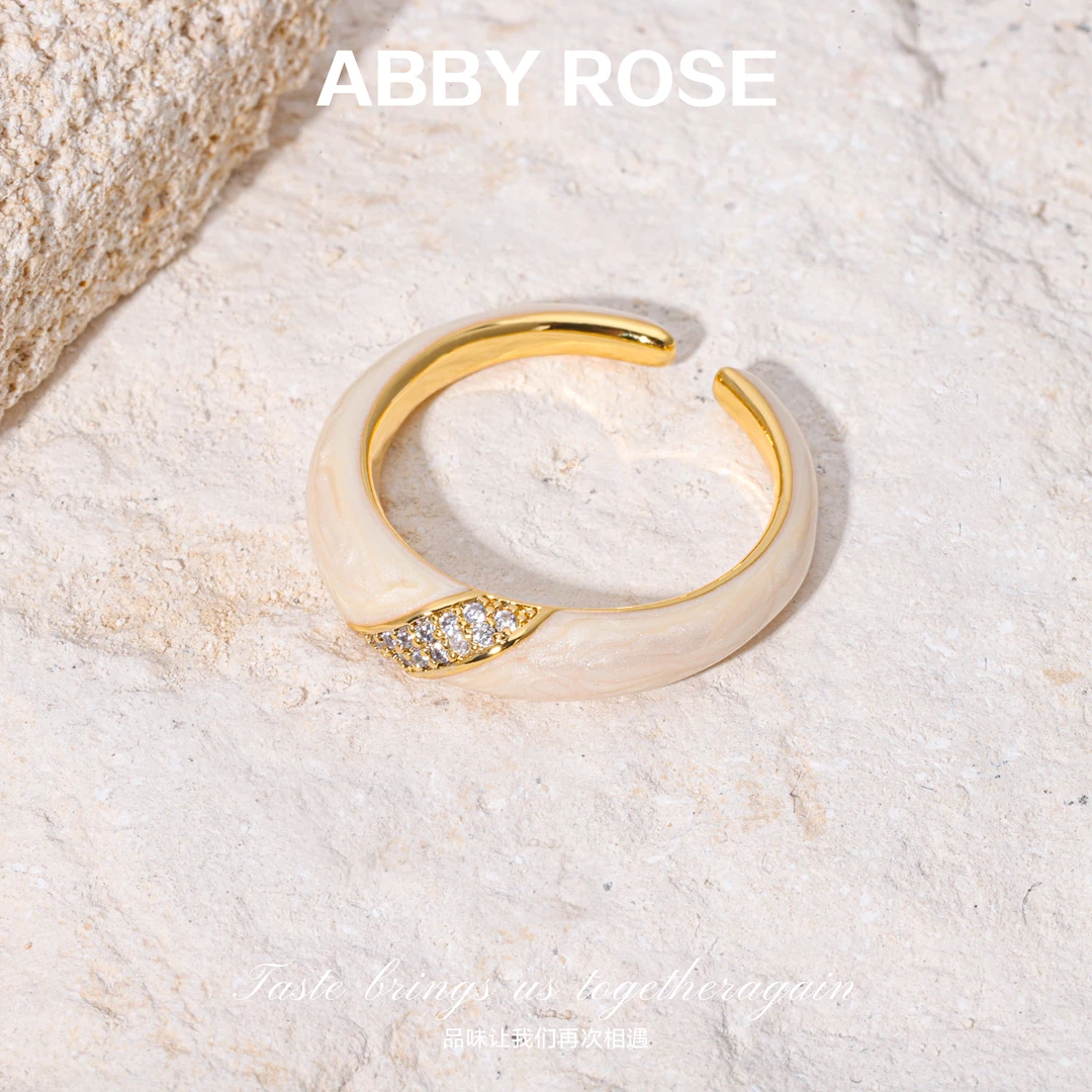 ABBY ROSE轻奢小众设计感斜纹开口戒指183B2