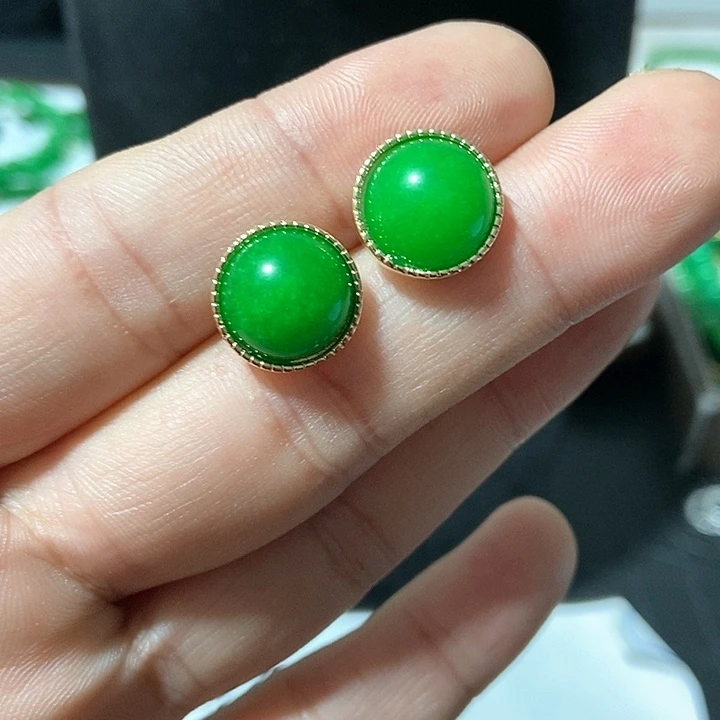 翡翠颈饰14K金镶嵌耳钉