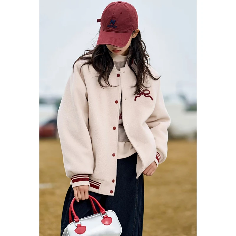 冬季新款女童棒球服外套童装休闲宽松洋气潮童外套zb3796简约童品