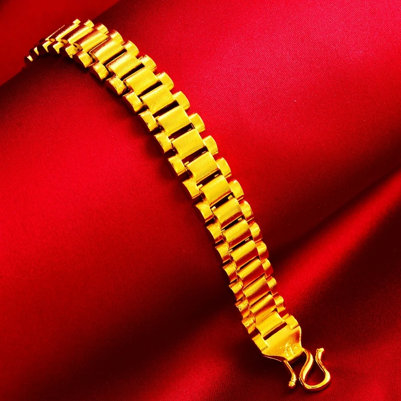 铜合金手链 正品黄金色男士素款老板手表链手链磨砂久不掉色高档